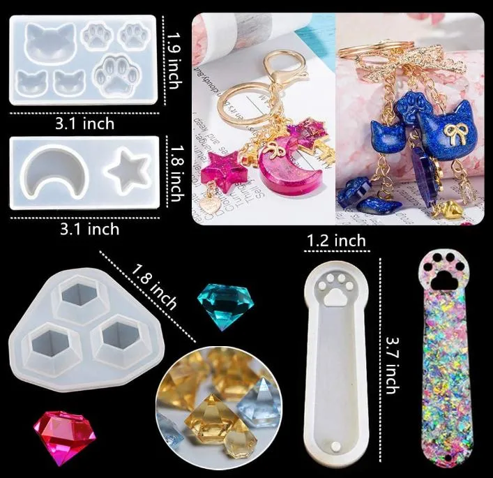 Molds Resin Jewelry Tools Set DIY Jewelry Decoration Craft Making Kit Chocolate Silicone Mold