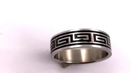 Joyería Anillo de Acero con Gran Piedra Turquesa