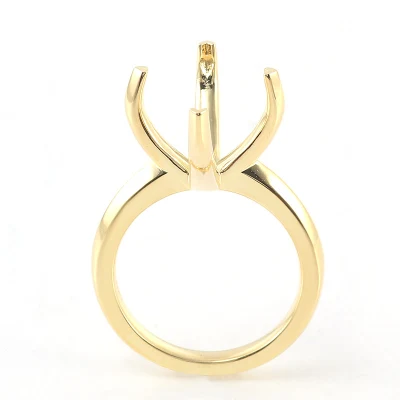 Semianillo de oro con montura de oro macizo amarillo con tamaño personalizado para mujer, buen anillo de ajuste de joyería de alta calidad de China